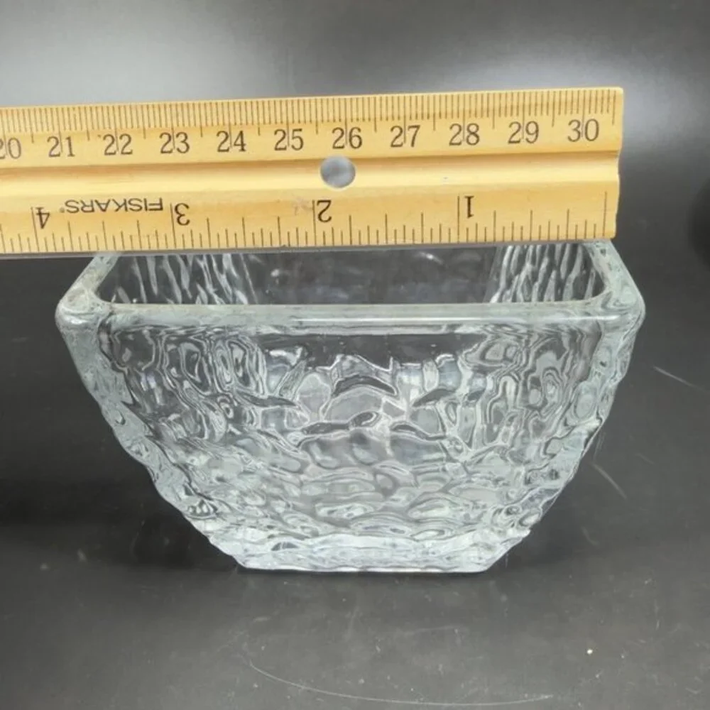 Disaronno Amaretto Rippled Italian Square Clear Dish Bowl Set 2 Bowls Dishes VTG